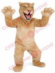 Adult Wildcat Mascot Costume Tan Plush Full Body
