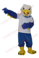 Bald Eagle Mascot Costume with Blue and White Sports Outfit