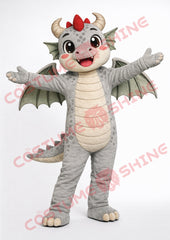 Gray Dragon Mascot Costume Adult Open Arms Style