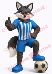 Adult Fox Soccer Mascot Costume Sports Full Body Suit