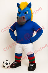 Blue Mustang Horse Mascot Costume for Adults – Soccer Team Style