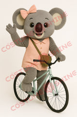 Cute Koala Mascot Costume in Pink Outfit with Bow – Adult Plush Suit