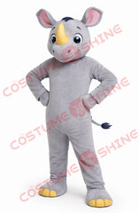 Light Gray Rhino Mascot Costume for Adults – Custom Plush Suit