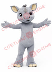 Light Gray Rhino Mascot Costume for Adults – Plush Mascot Suit