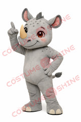 Light Gray Rhino Mascot Costume for Adults – Plush Custom Suit