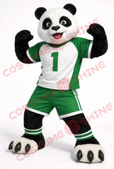 Panda Mascot Costume Adult Green Sports Uniform Number 1