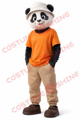 Panda Mascot Costume Adult Casual Orange T-Shirt Outfit