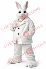 Adult White Rabbit Mascot Costume Luxury White Coat Style