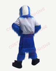 White & Blue Eagle Hawk Mascot Costume with Black Mouth