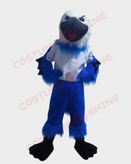 White & Blue Eagle Hawk Mascot Costume with Black Mouth