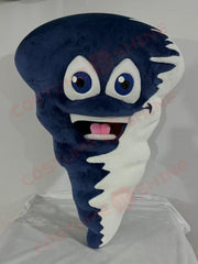Cartoon Tornado Mascot Costume in White Sportswear – Whirlwind Character for School & Events