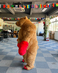 Plush Inflatable Brown Boxing Bear Mascot Costume Air Blow up Funny Party Halloween Adult Costume