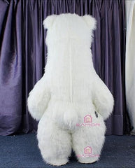 Plush Inflatable Polar Bear Mascot Costume Air Blow up Funny Party Halloween Adult Costume