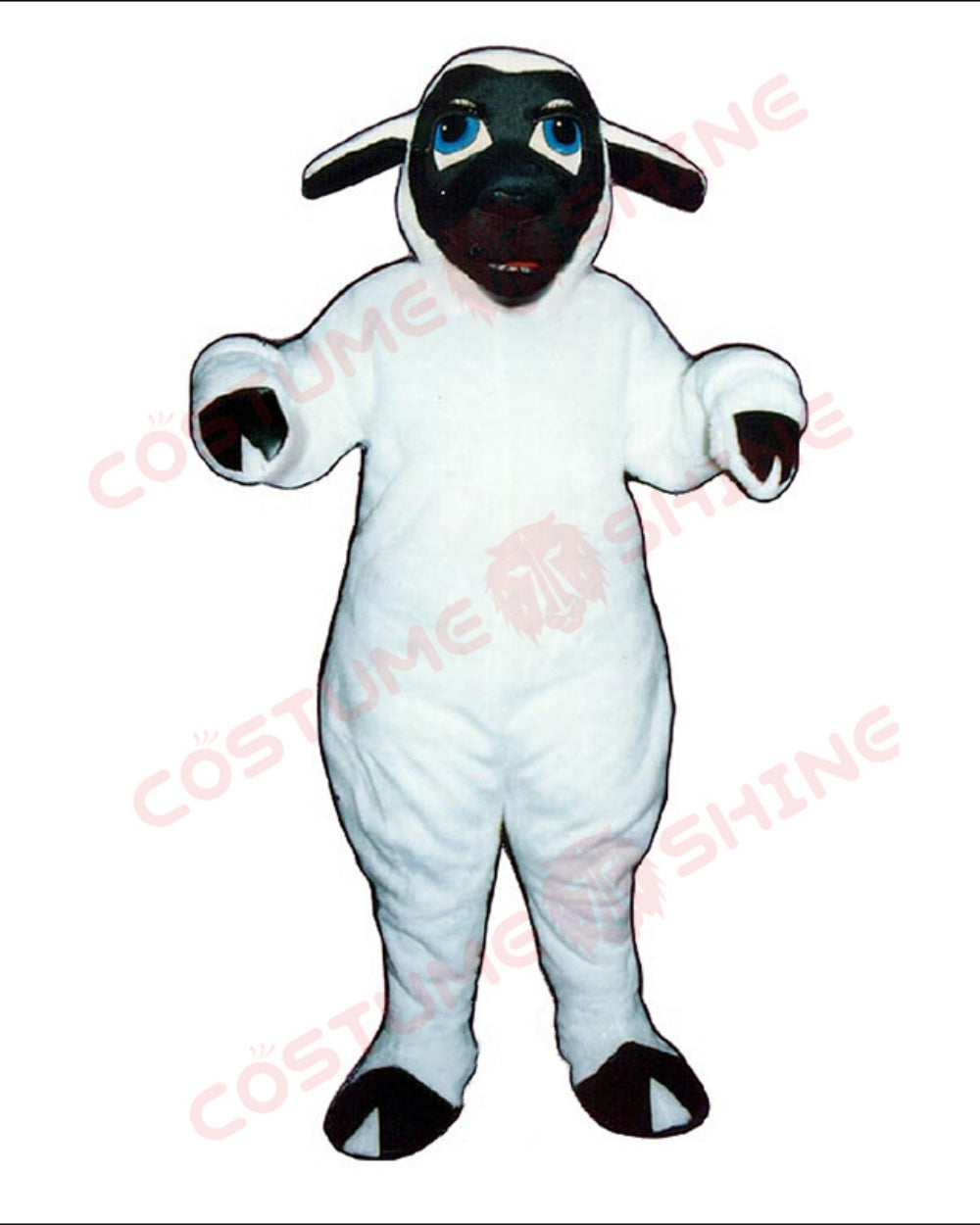 Customizable White Sheep Mascot Costume with Black Face - Cheerleading Animal Fursuit
