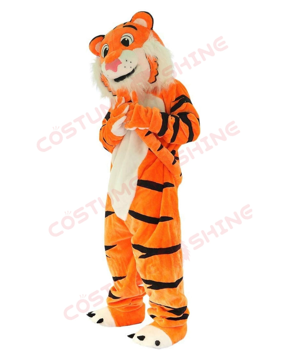 Cheerleading Orange Striped Tiger Mascot Costume – Playful Animal Fursuit for Halloween Sports Events