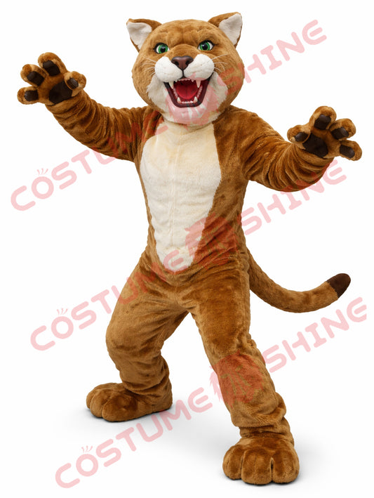 Adult Brown Wildcat Mascot Costume Plush Full Body Suit