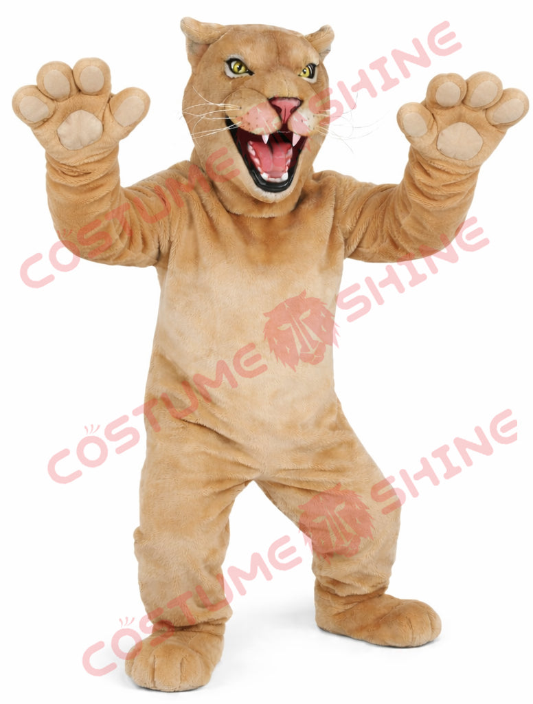Adult Wildcat Mascot Costume Tan Plush Full Body