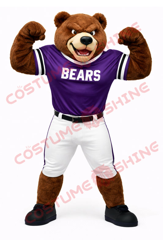 Adult Bear Mascot Costume Purple Sports Uniform