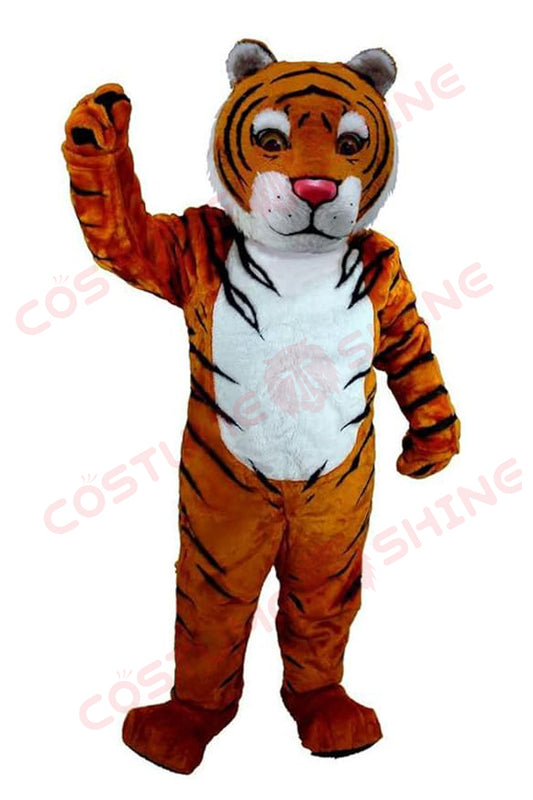 Bengal Tiger Mascot Costume with White Belly and Orange Stripes – School Sports & Events