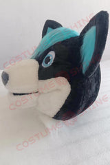 Black and Teal Husky Mascot Costume – Customizable Furry Animal Suit for Adults