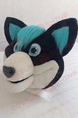 Black and Teal Husky Mascot Costume – Customizable Furry Animal Suit for Adults