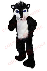 Black and White Raccoon Mascot Costume with Fluffy White Belly