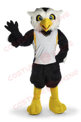 Black Owl Mascot Costume with White Vest & Yellow Beak – Sports & Event Outfit