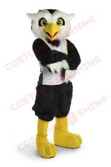 Black Owl Mascot Costume with White Vest & Yellow Beak – Sports & Event Outfit