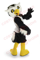 Black Owl Mascot Costume with White Vest & Yellow Beak – Sports & Event Outfit