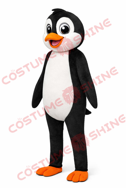 Adult Penguin Mascot Costume Black White Plush Full Body Suit