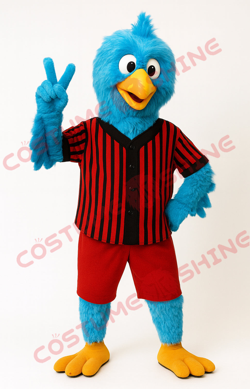 Disfraz de mascota de halcón azul con camisa blanca, tamaño adulto, para hombre y mujer, con ventilador incorporado en la cabeza 