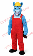 Blue Donkey Construction Worker Mascot Costume for Adults Plush Suit
