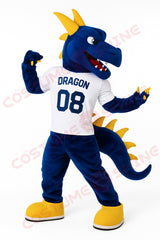 Blue Dragon Mascot Costume in White Sports Jersey – Custom Team Outfit for Events