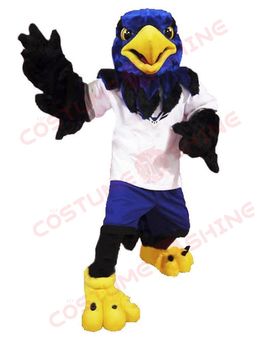 Blue Eagle Mascot Costume with Yellow Beak and Sports Outfit – School & Team Events