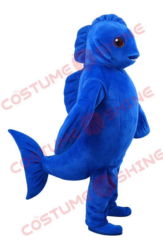 Blue Fish Mascot Costume Adult Plush Full Body Character Outfit