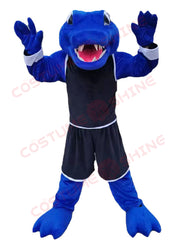 Blue Alligator Mascot Costume in Sports Outfit – Cartoon Crocodile Character for School Events