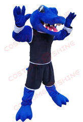 Blue Alligator Mascot Costume in Sports Outfit – Cartoon Crocodile Character for School Events