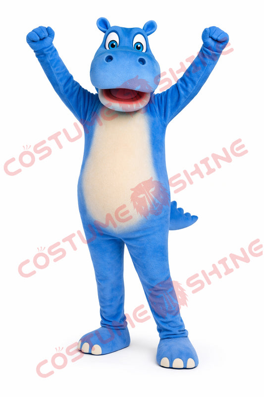 Blue Hippo Mascot Costume for Adults – Plush Full Body Suit