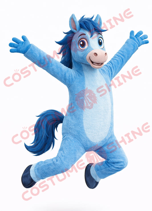 Blue Horse Mascot Costume for Adults – Plush Full Body Suit