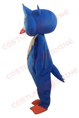 Blue Owl Mascot Costume with Big Eyes and Orange Beak – School, Parade & Event Outfit
