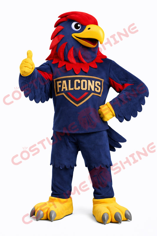 Falcon Mascot Costume Adult Blue Red Team Sports Style