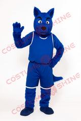 Blue Wolf Mascot Costume with Blue Sports Outfit – School & Team Events