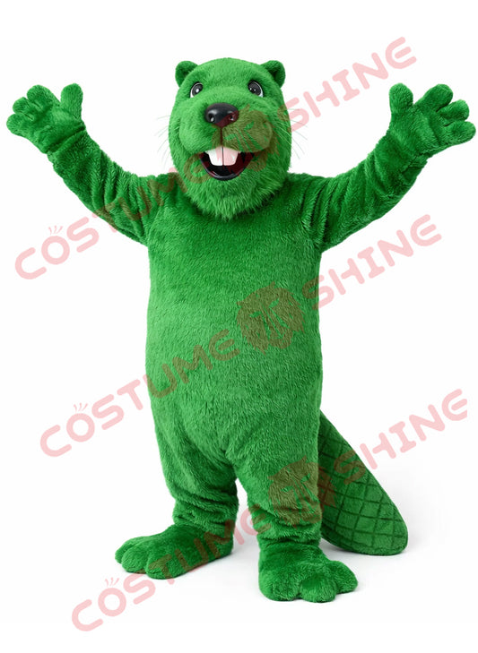 Green Beaver Mascot Costume for Adults – Plush Full Body Suit