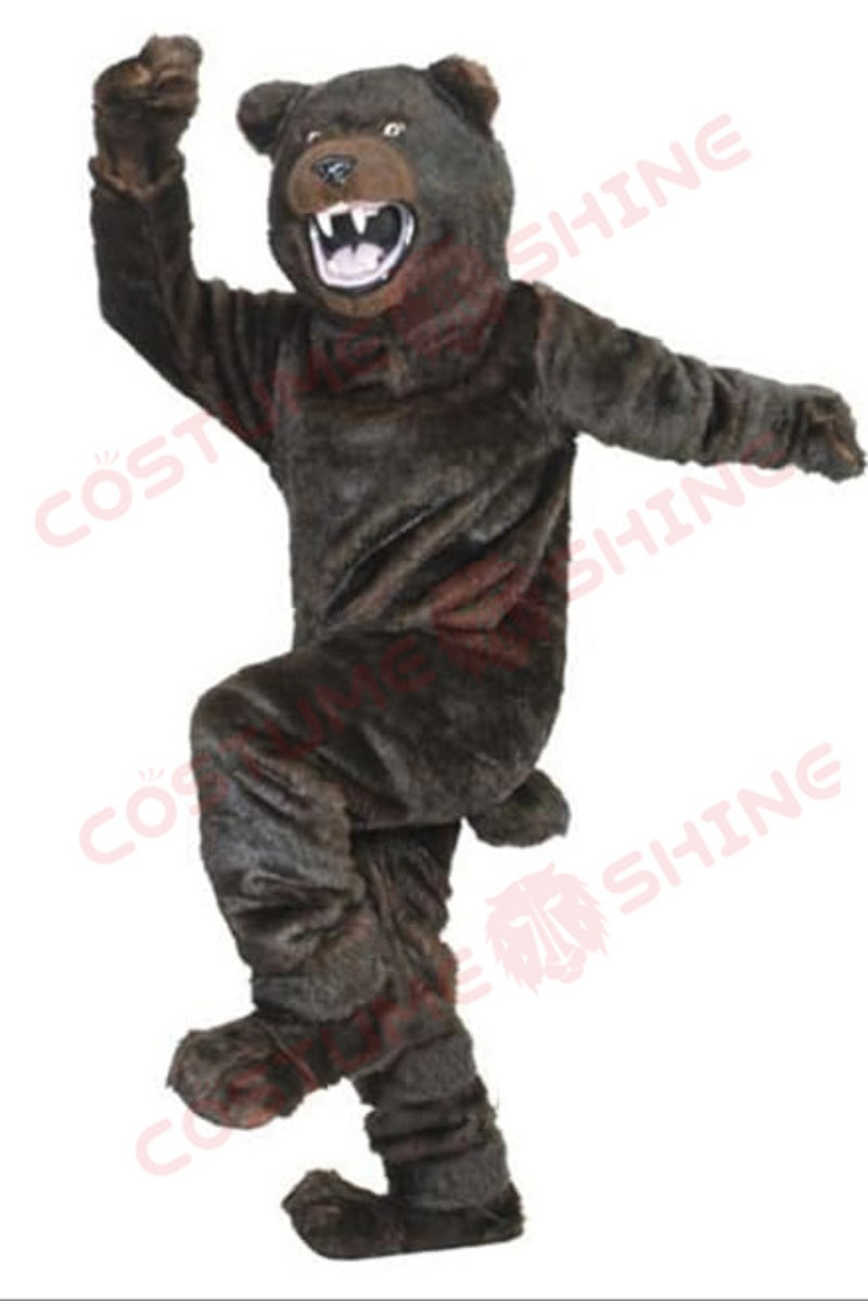 Brown Bear Mascot Costume with Open Mouth and Paw Feet – Sports, School & Event Outfit