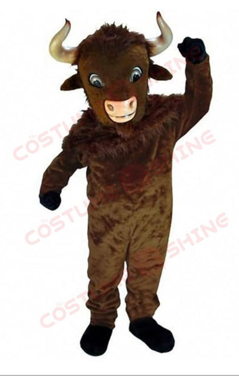 Brown Buffalo Mascot Costume with Horns & Hooves – Custom Made