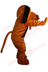 Brown Dog Mascot Costume with Black Belly and Red Tongue – School, Sports & Events