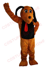 Brown Dog Mascot Costume with Black Belly and Red Tongue – School, Sports & Events