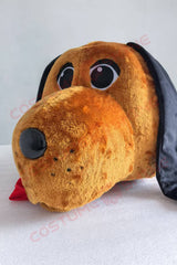 Brown Dog Mascot Costume with Black Belly and Red Tongue – School, Sports & Events