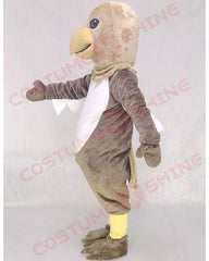 Brown Hawk Mascot Costume with White Belly and Yellow Legs