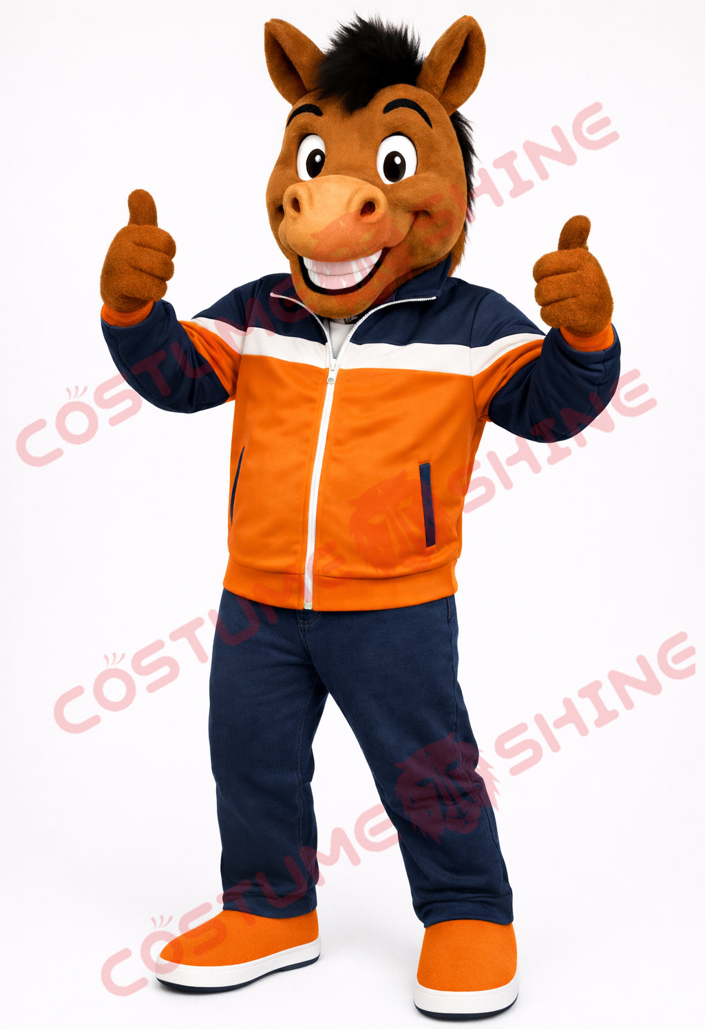 Adult Horse Mascot Costume Orange Sport Jacket – Plush Horse Suit